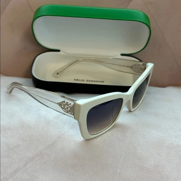 Kate Spade White and Green Retro Cat-Eye Sunglasses Kate Spade New York Retro Cat-Eye White & Clear Sunglasses main image 3